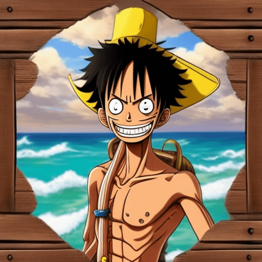AI generated: Create an ultra-realistic upper-body portrait of Luffy Monkey D Luffy from One Piece framed from the...