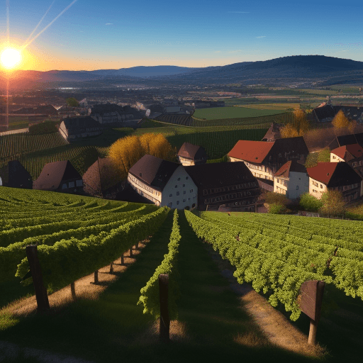 AI generated: ein weinberg in der abendsonne