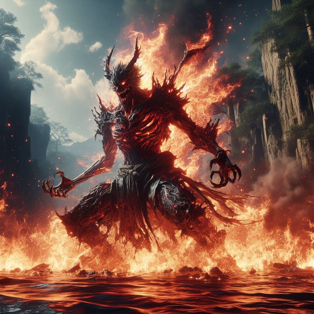 AI generated: a breathtaking 3D rendering featuring The Demon of Hatred from Sekiro: Shadows Die Twice. Immerse th...