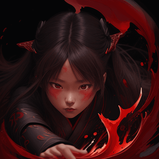 AI generated: an image with a character on an island, in the style of kawacy, dark bronze and red, luminous brushw...