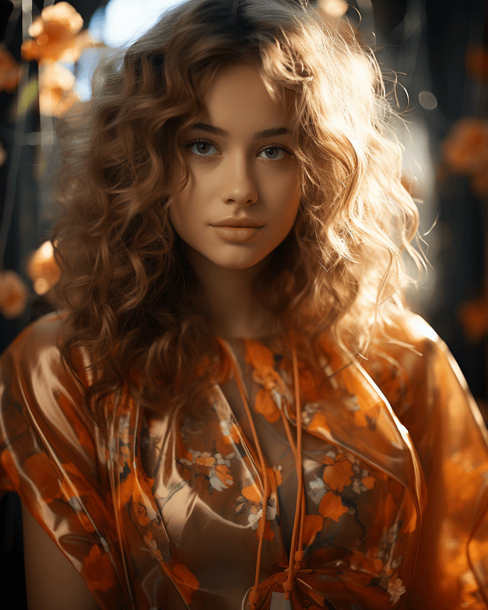AI generated: a commercial photo portrait of stunning instagram model, sparklecore, appropriation artist, shiny/gl...