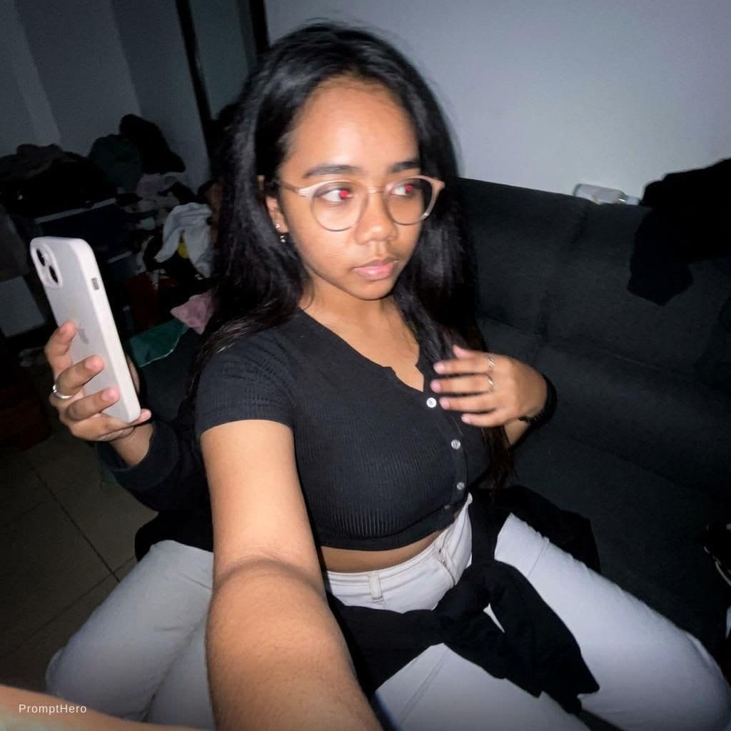 AI generated: Using the uploaded reference photo, create a standard iPhone selfie with flash. There's no clear sub...