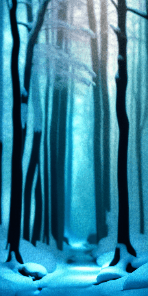 AI generated: a professional photographic view picture of an alley in a white forest, photographic filter unreal e...