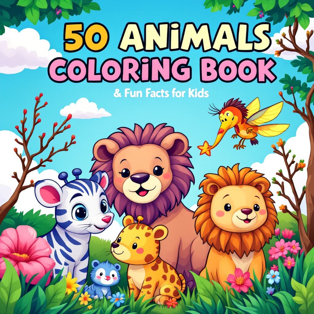 AI generated: A fun, engaging, and high-quality children's coloring book cover designed in a **cartoon-style with ...