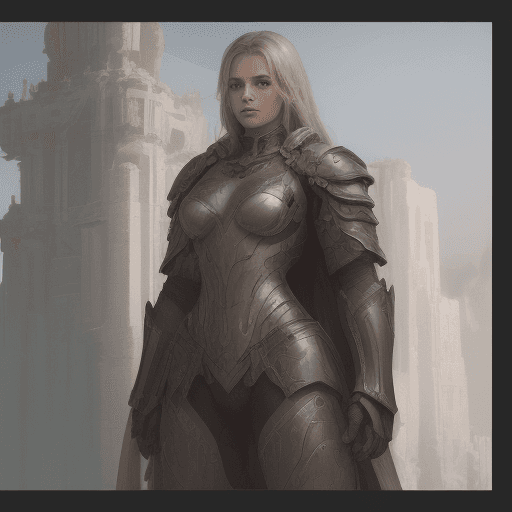 AI generated: a woman who is wearing armor and standing with light in her hands, in the style of multi-panel compo...