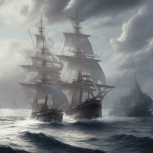 AI generated: Photo of a ultra realistic sailing ship, dramatic light, pale sunrise, cinematic lighting, battered,...