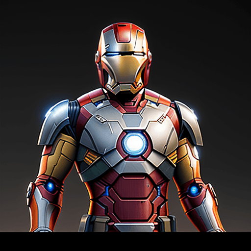 AI generated: Mandalorian style ironman, bust, perspective view, iron-man, silver color, sleek, solid orange backd...