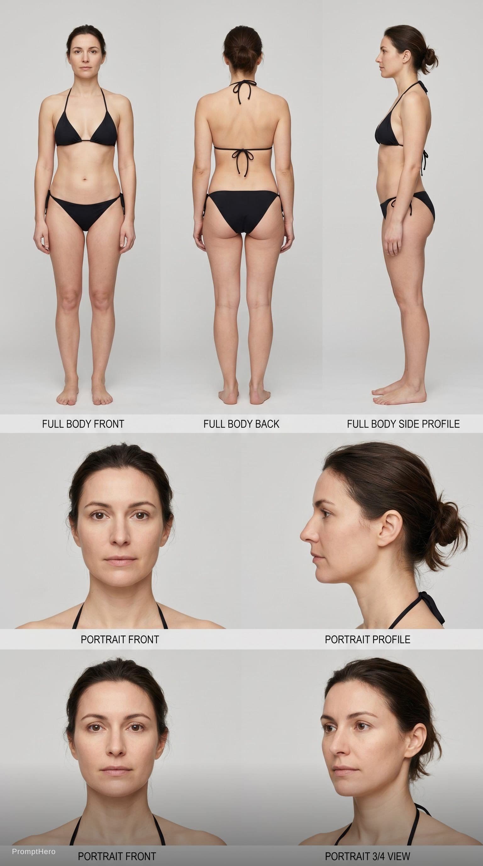 AI generated: Skin must be clean and flawless: no tattoos, no scars, no marks, no blemishes.
Wearing a minimal bik...