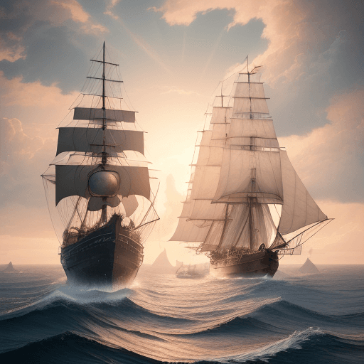 AI generated: Photo of a ultra realistic sailing ship, dramatic light, pale sunrise, cinematic lighting, battered,...