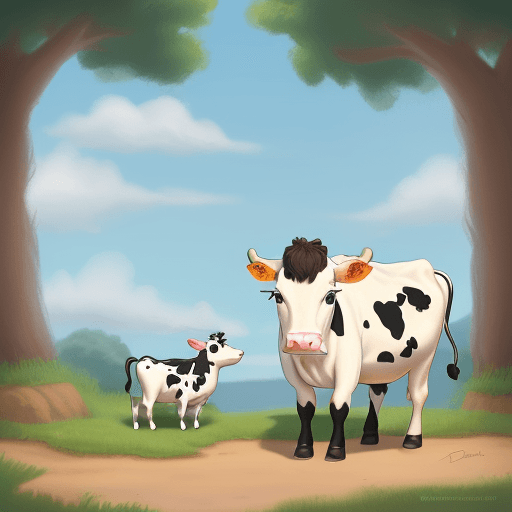 AI generated: cute cow and calf disney style