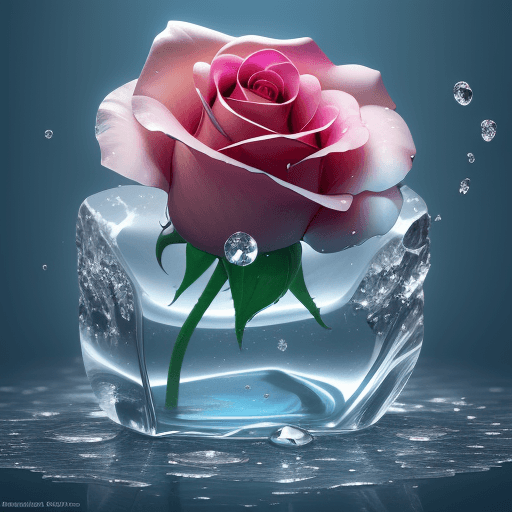 AI generated: A rose made of water, crystal clear and very creative, each petal is made of water, high definition，...