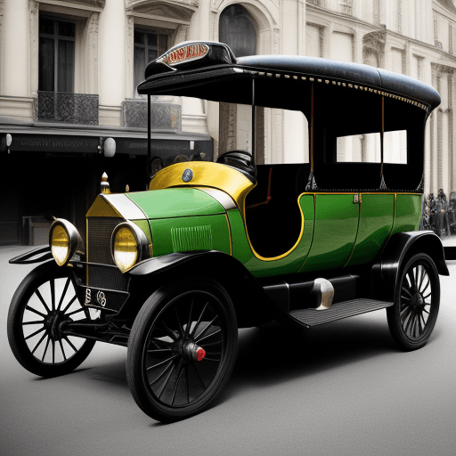 AI generated: High resolution photography.vehicule d'époque la jamais contente avec conducteur laquais
