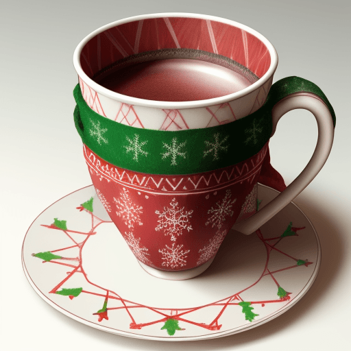 AI generated: detailed drawing cup with christmas scarf