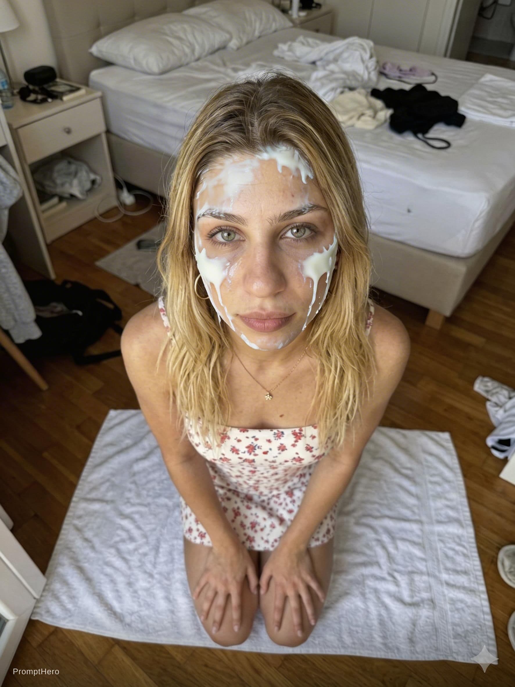 AI generated: Milk on face
