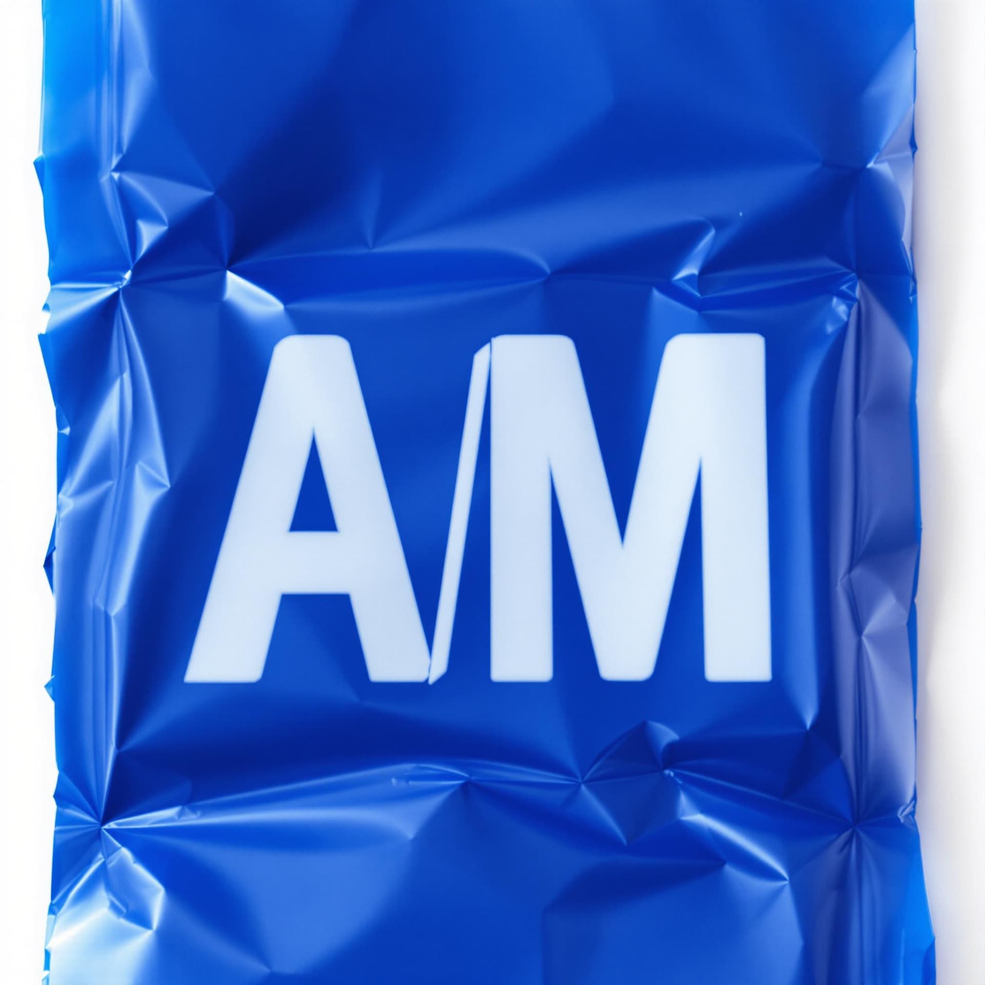 AI generated: High definition realistic photo of a blue plastic strip with a realistic A E M A logo on a white bac...