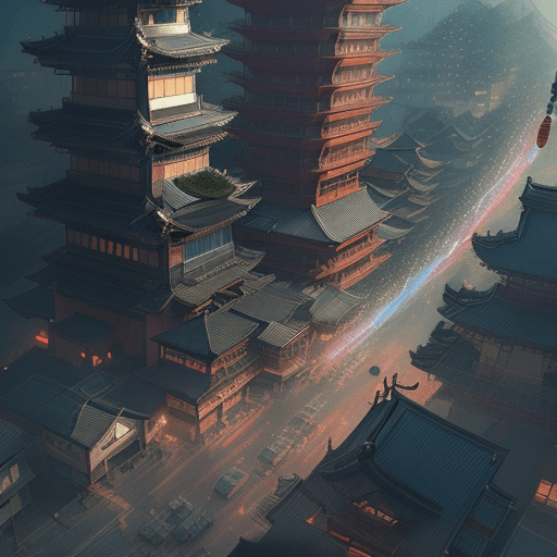 AI generated: A fusion of Kyoto Animation style animation and traditional Chinese art ~ flying dragons in a modern...