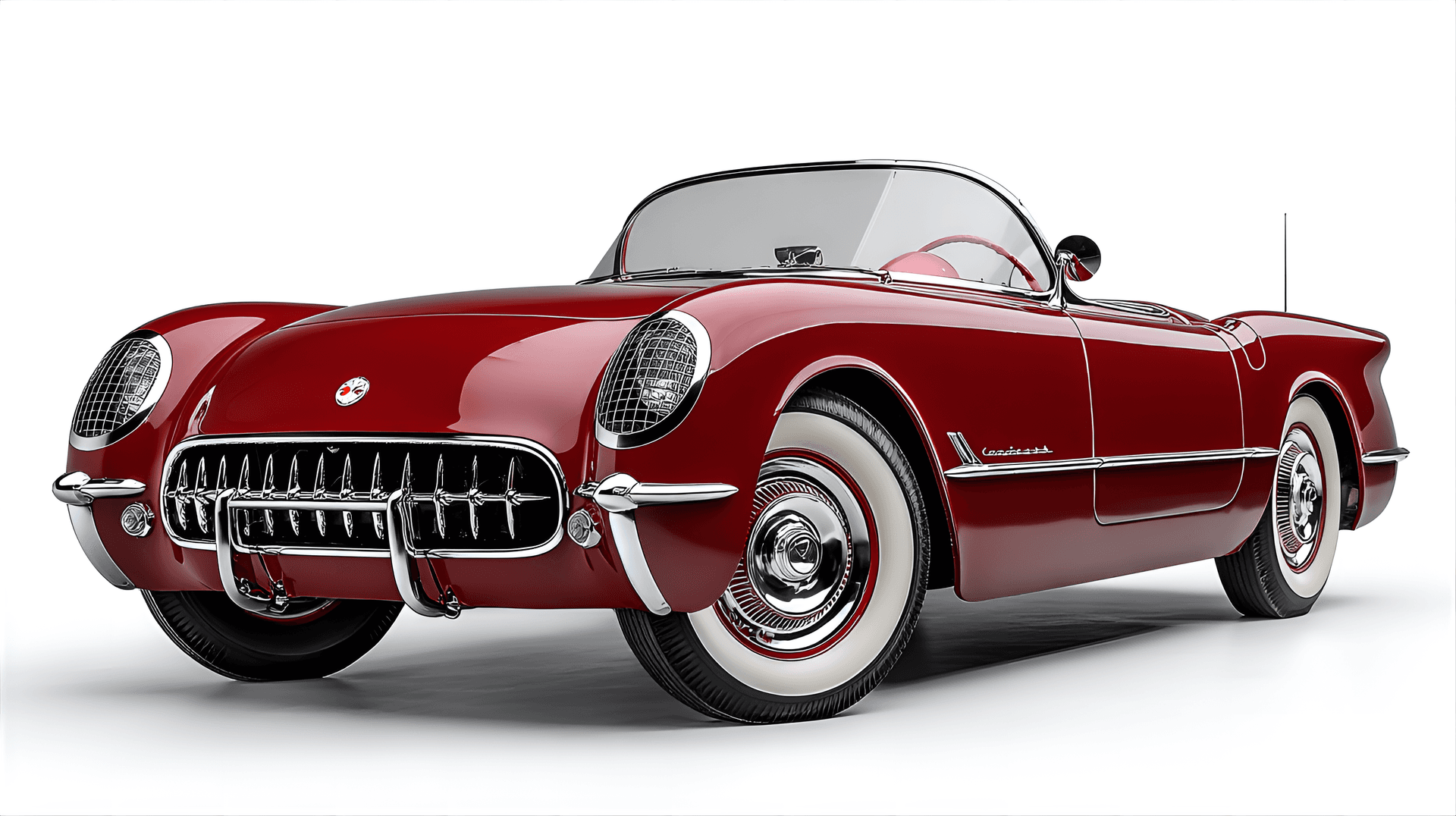 AI generated: 1953 Corvette C1 clipart, featuring its iconic rounded fenders, chrome grille, and open-top
roadste...