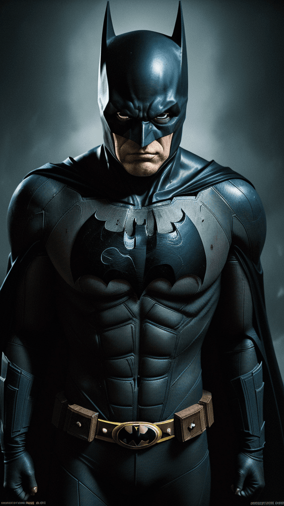 AI generated: Large COMIC border all round 16k portrait poster OF the EVIL VANQUISHED BATMAN, extremely detailed e...