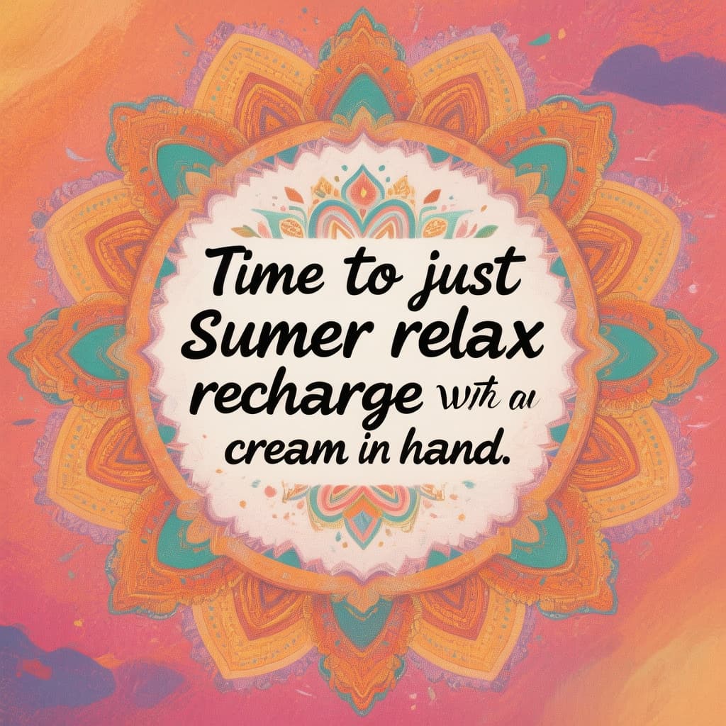 AI generated:   A mandala design incorporating an inspirational quote for summer vibes, with summer colors, and th...