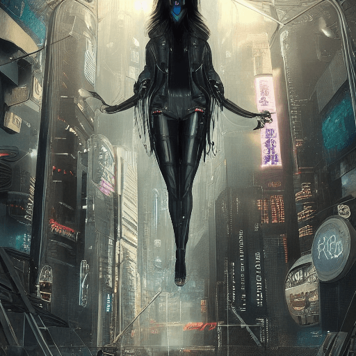 AI generated: Female, Cyberpunk Night City, black hole, singularity, apocalypse, nihilism, Cthuru, grand worldview...