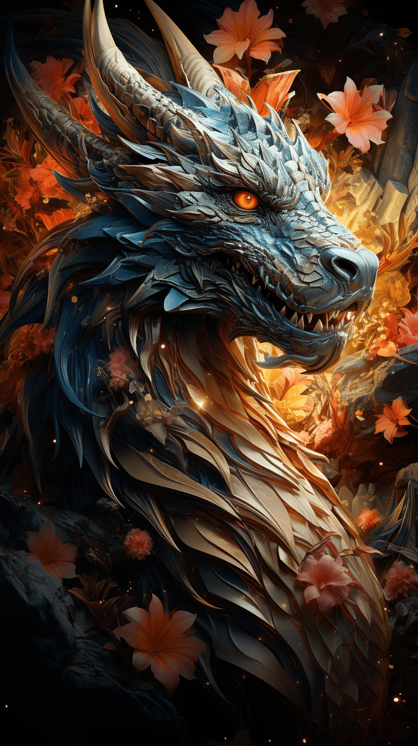 AI generated: A majestic Dragon perched on a craggy mountaintop, overlooking a mystical valley filled with floatin...