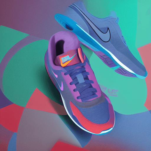 AI generated: product shoot, nike shoes, with soft vibrant colors, 3d blender render, modular constructivism, blue...
