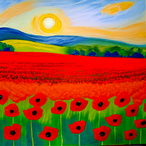 AI generated: Expressionist painting representing a field of poppies
