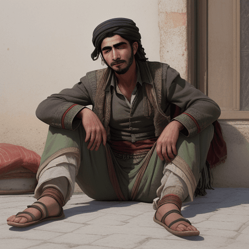 AI generated: a realistic photo of a young tramp kurdish man in tarlabaşı
