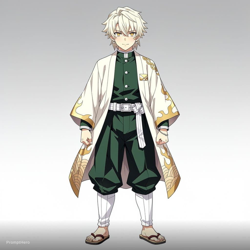 AI generated: Creates my Demon slayer Oc in Blackwhiplash Style:
Light Yuki:
Hair: Short, slightly messy, creamy-w...