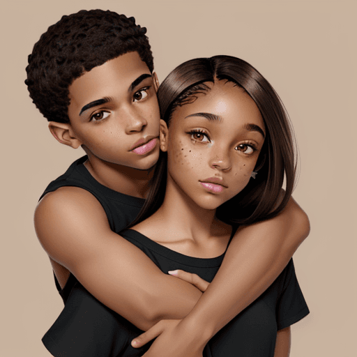 AI generated: Photo of a light skin black  girl with two brown eyes,  clear skin, straight brown hair, and long ha...