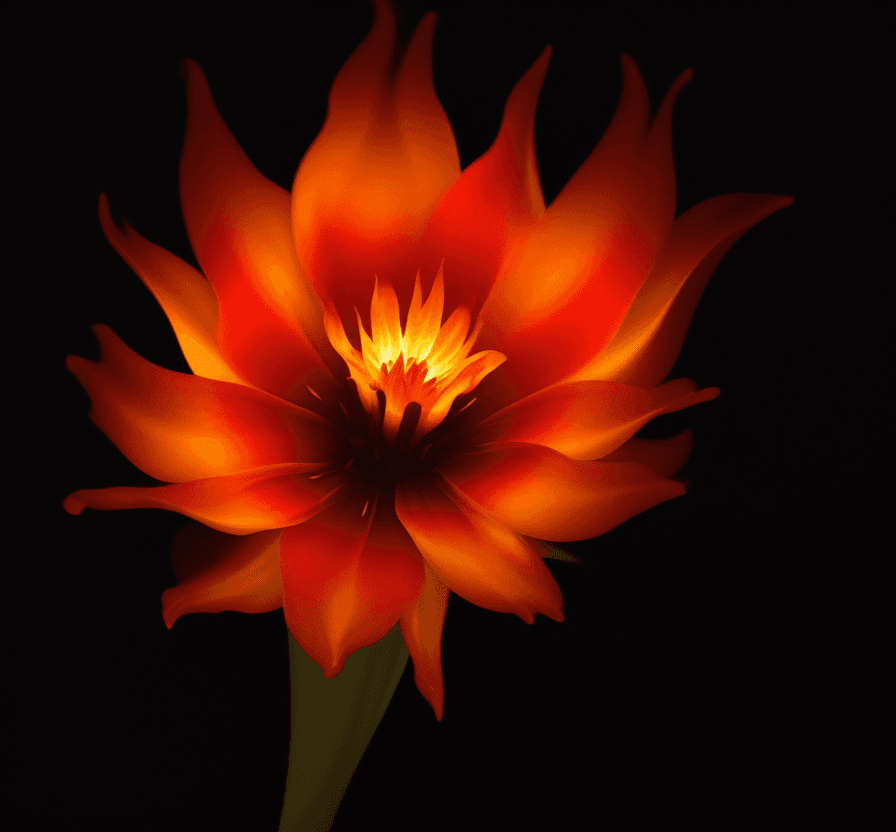 AI generated: Firey flower on a black background