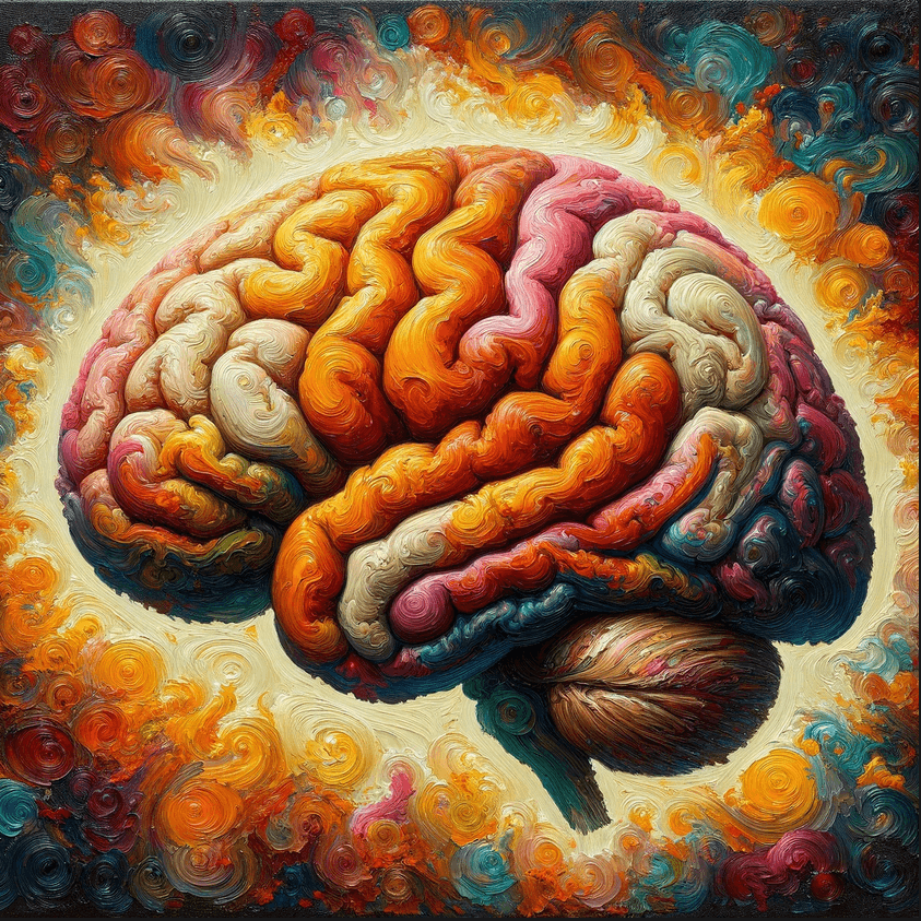 AI generated: Create an image that closely resembles the provided example of a human brain depicted from a side vi...