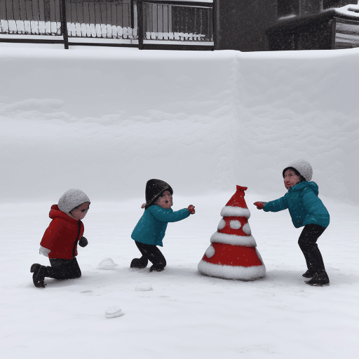 AI generated: niños jugando en la nieve.
la nieve va cayendo en copos. hay un muñeco de nieve cerca a ellos