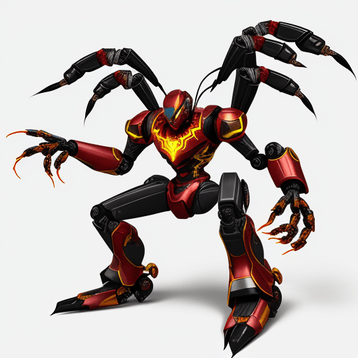 AI generated: iron spider, scorpion robot, robot detailed, scorpion robot model detail, black scorpion robot