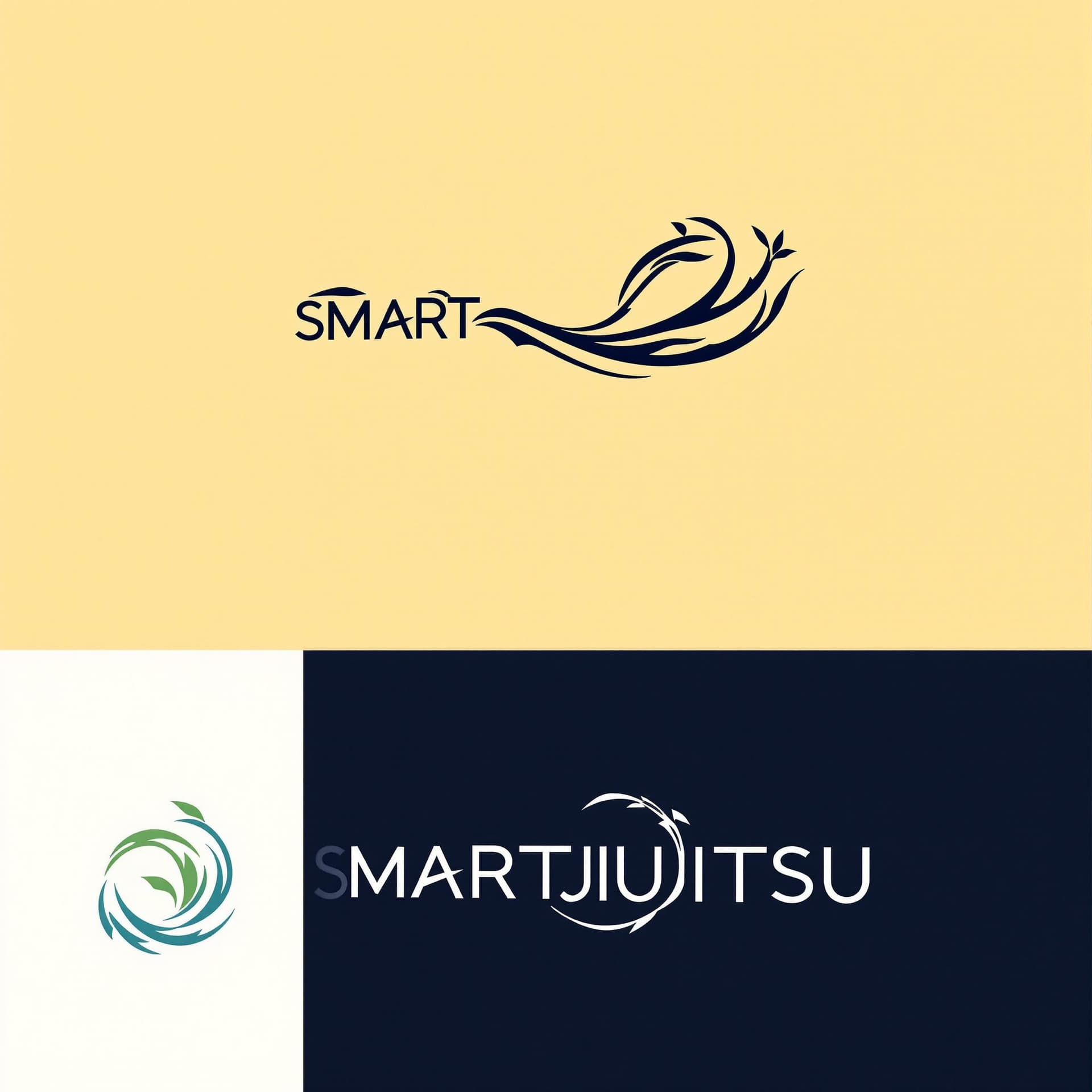 AI generated: "A minimalistic and modern logo for 'SMARTJIUJITSU', featuring a fluid and dynamic design that repre...