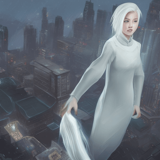 AI generated: Alabaster is a Chinese female, age 18, beautiful, short white bob hair. Full body image, best qualit...