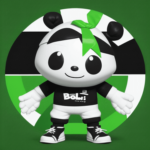 AI generated: Create 'Remmie' an mascot with black, white and green color. Make him in the same style as Billy (fr...
