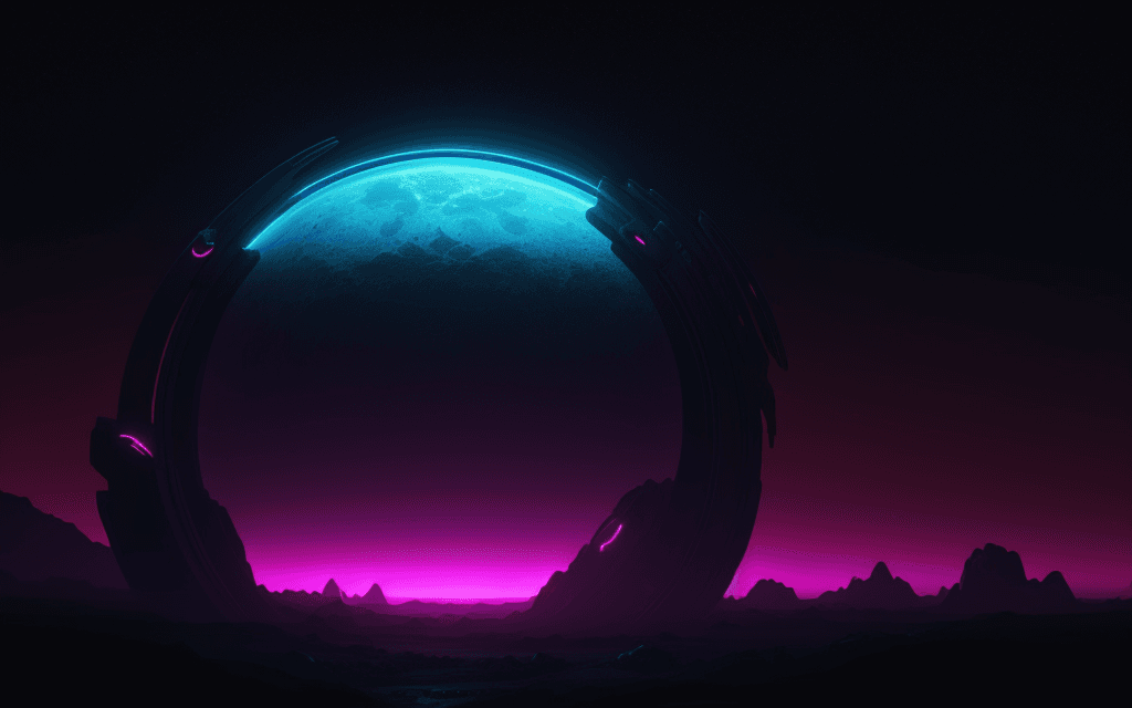 AI generated: neon lit alien planet --ar 16:9
