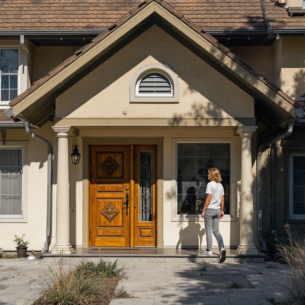 AI generated: house with person in front