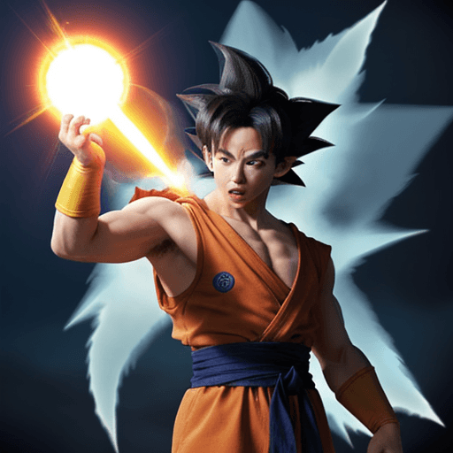 AI generated: goku se preparando para mandar um kamehameha