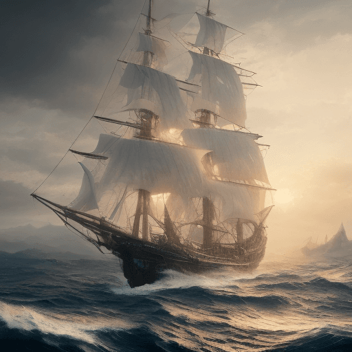 AI generated: Photo of a ultra realistic sailing ship, dramatic light, pale sunrise, cinematic lighting, battered,...