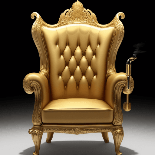 AI generated: pipe smker in a golden chair 