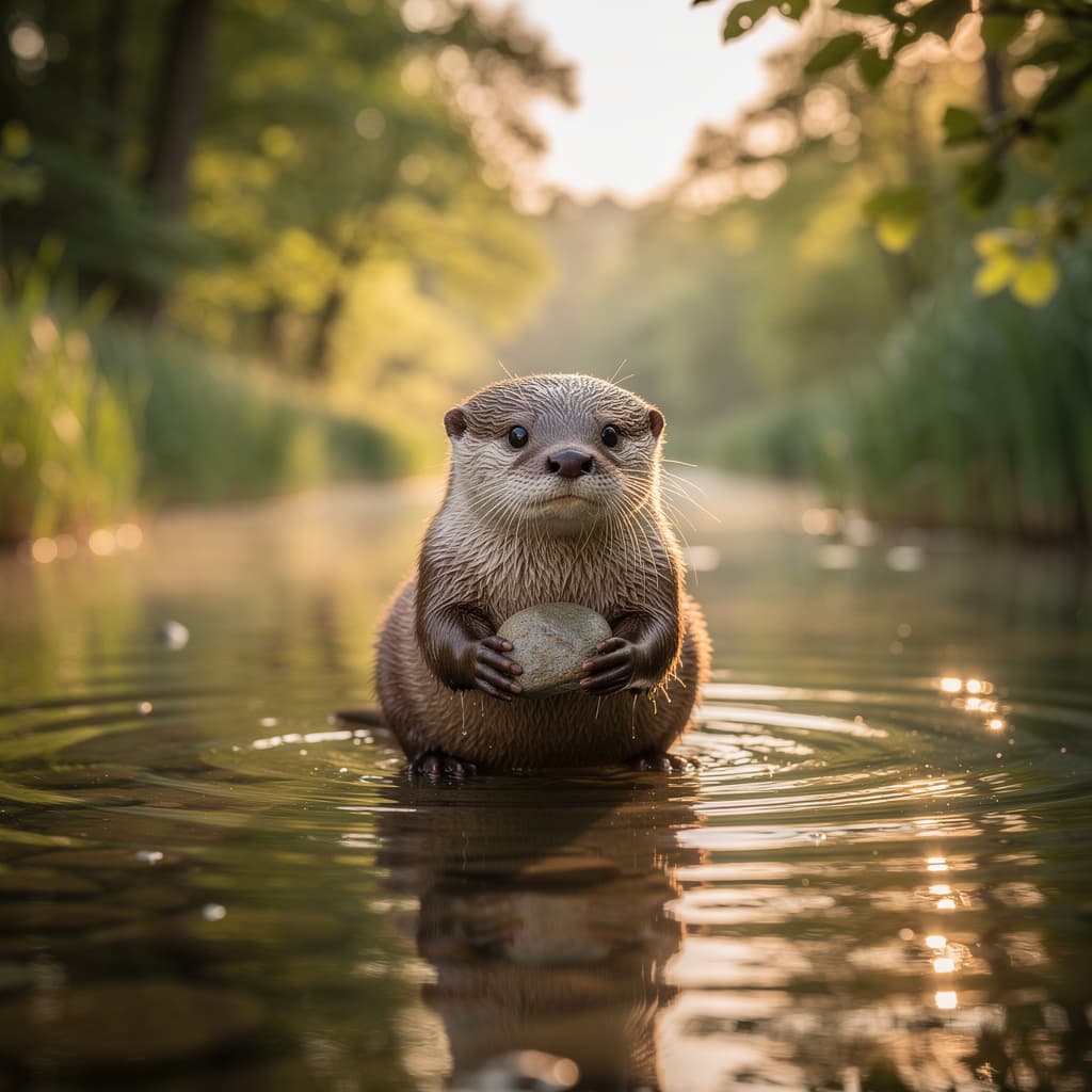 AI generated: A cute animal on a river