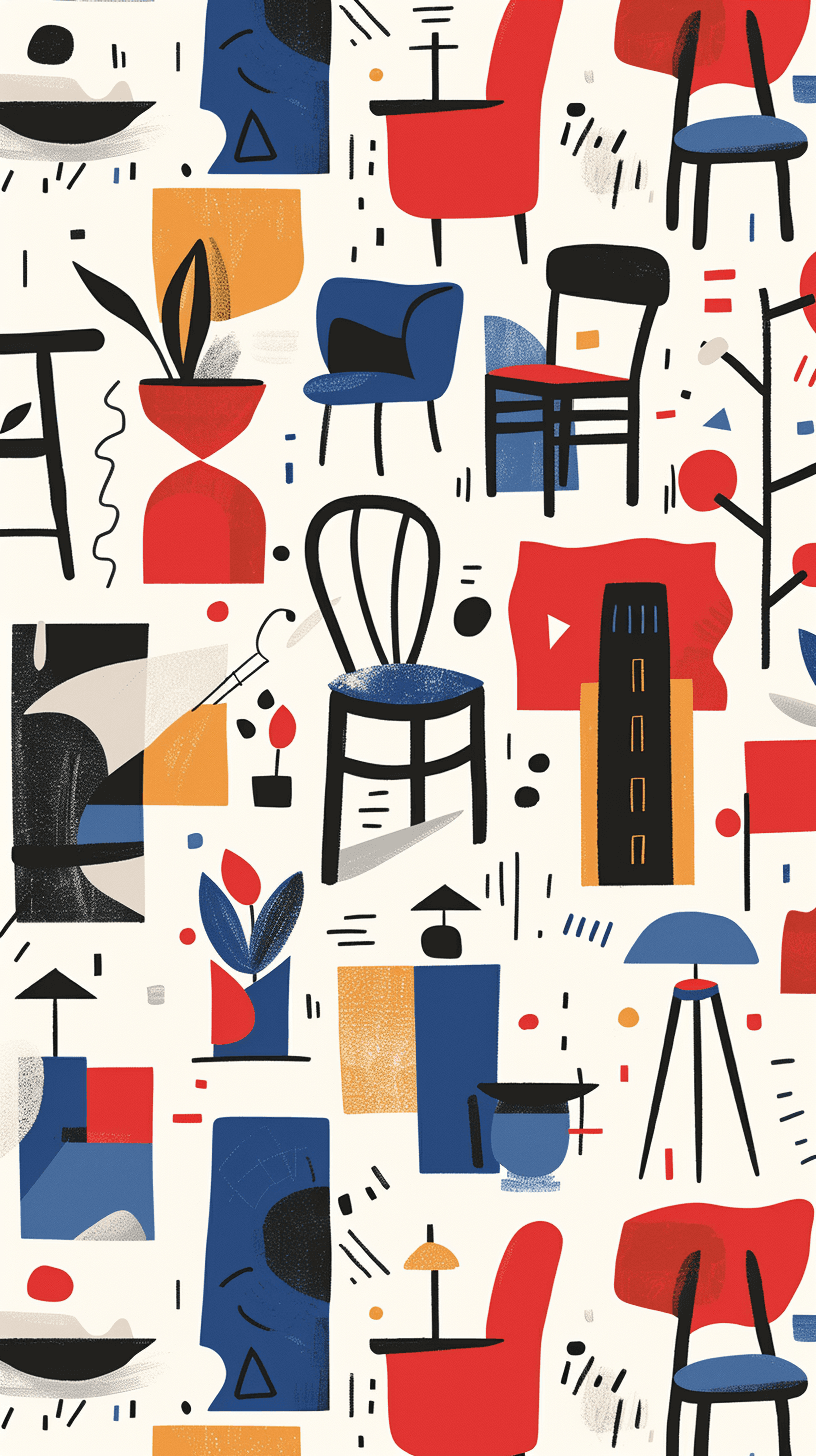AI generated: pattern illustration, inspired by art, bold, simplify, saturated colors with a touch, feature motifs...