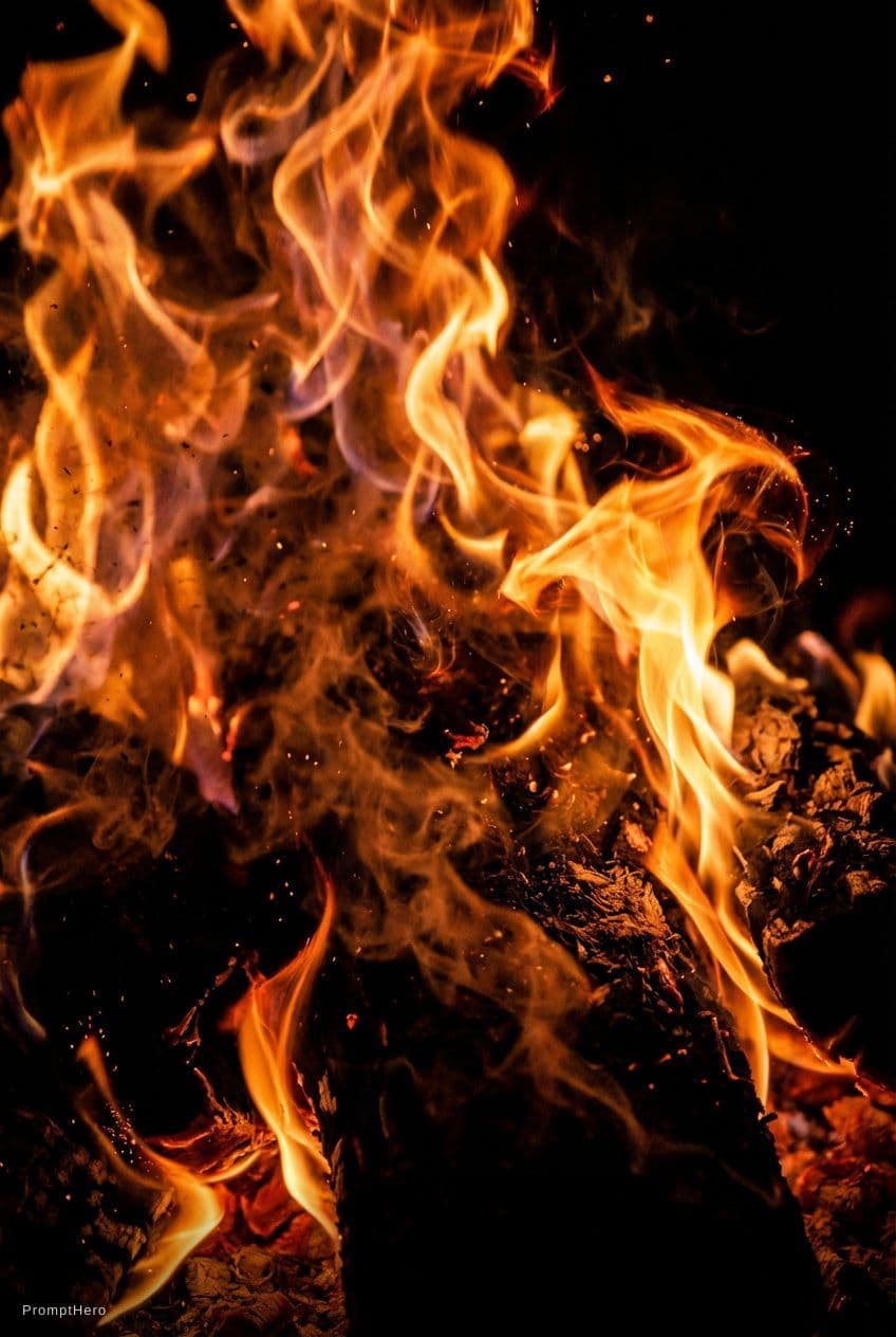 AI generated: Fire texture on a black background