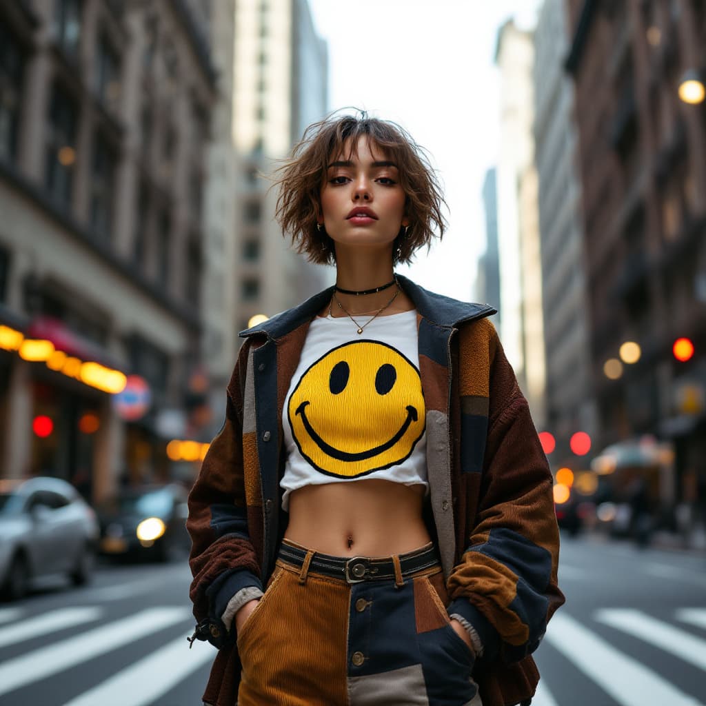 AI generated: High fashion photo medium shot of a young mixed Portuguese and Moroccan female supermodel, slim, big...
