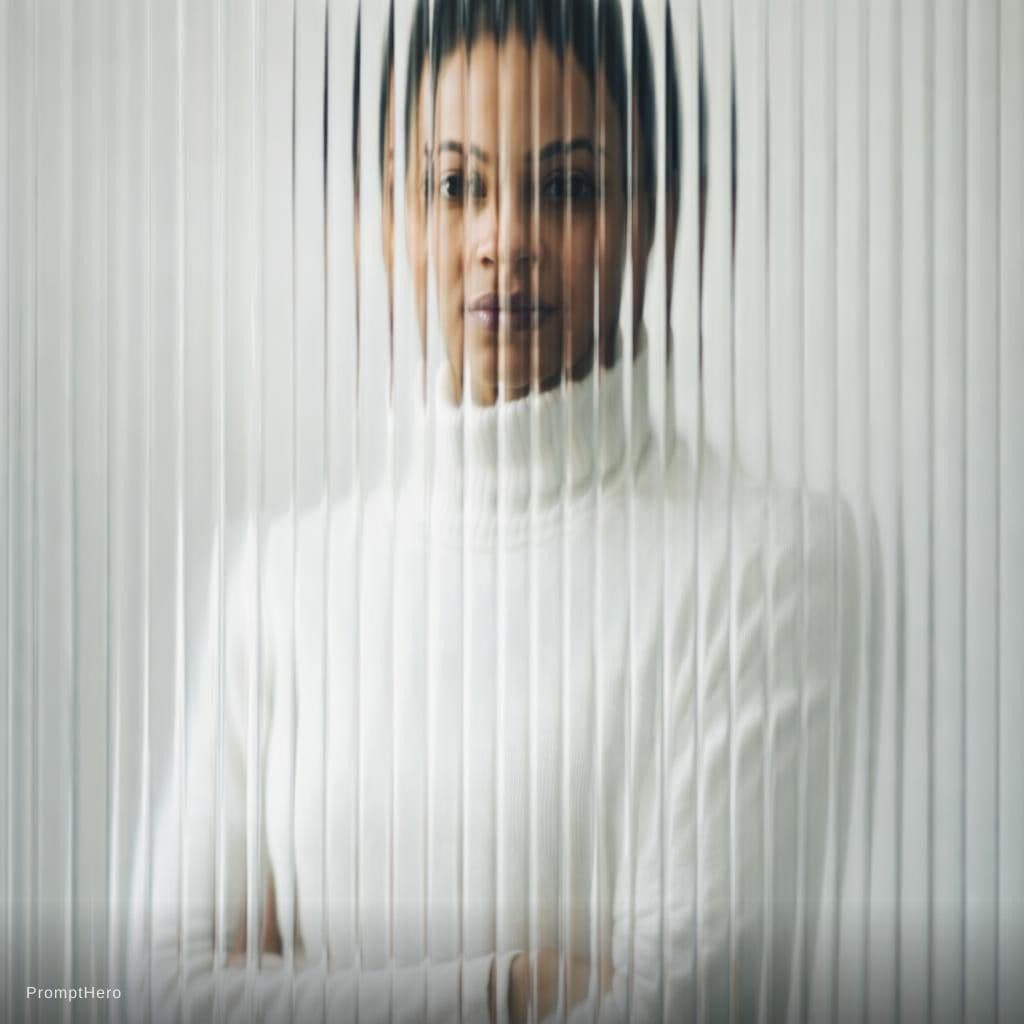 AI generated: high resolution photography, front central profile, woman facing front, gaze to front, wearing a whi...