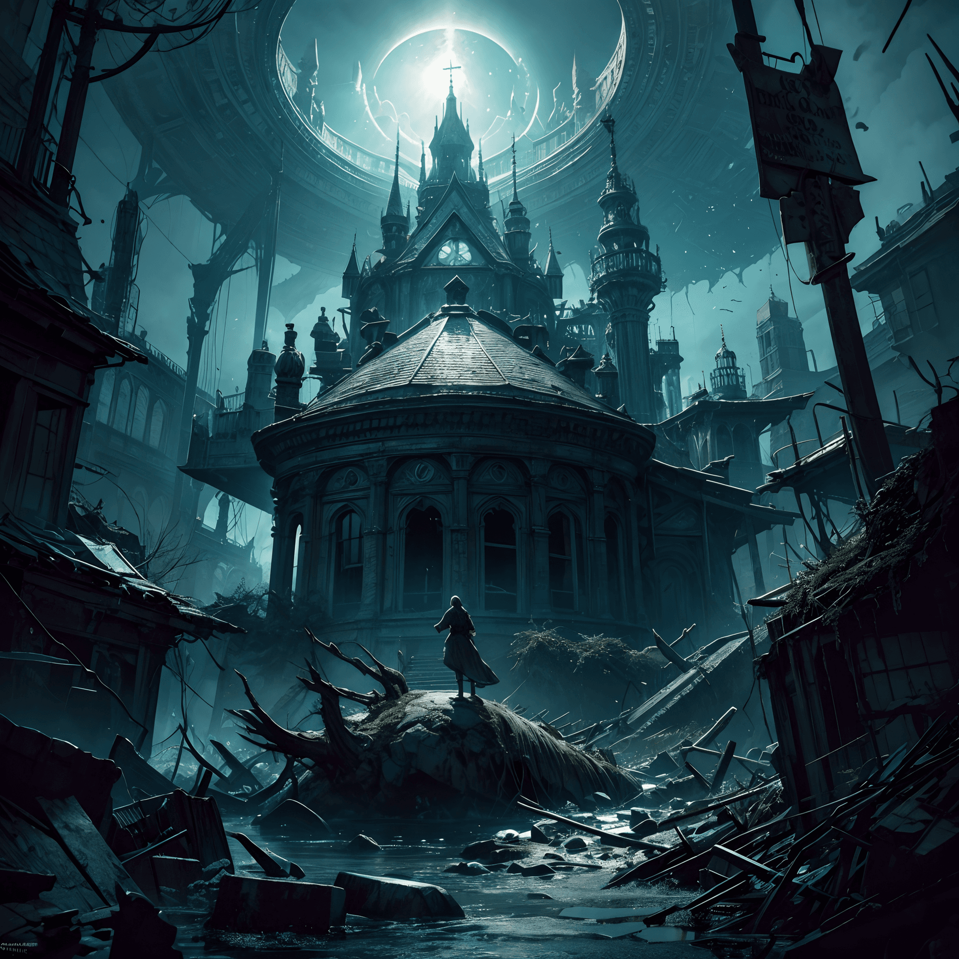 AI generated: Innsmouth,Coastal Town,Decaying Architecture,Eldritch Horror,Fish-like Inhabitants,Cosmic Terrors,Ma...