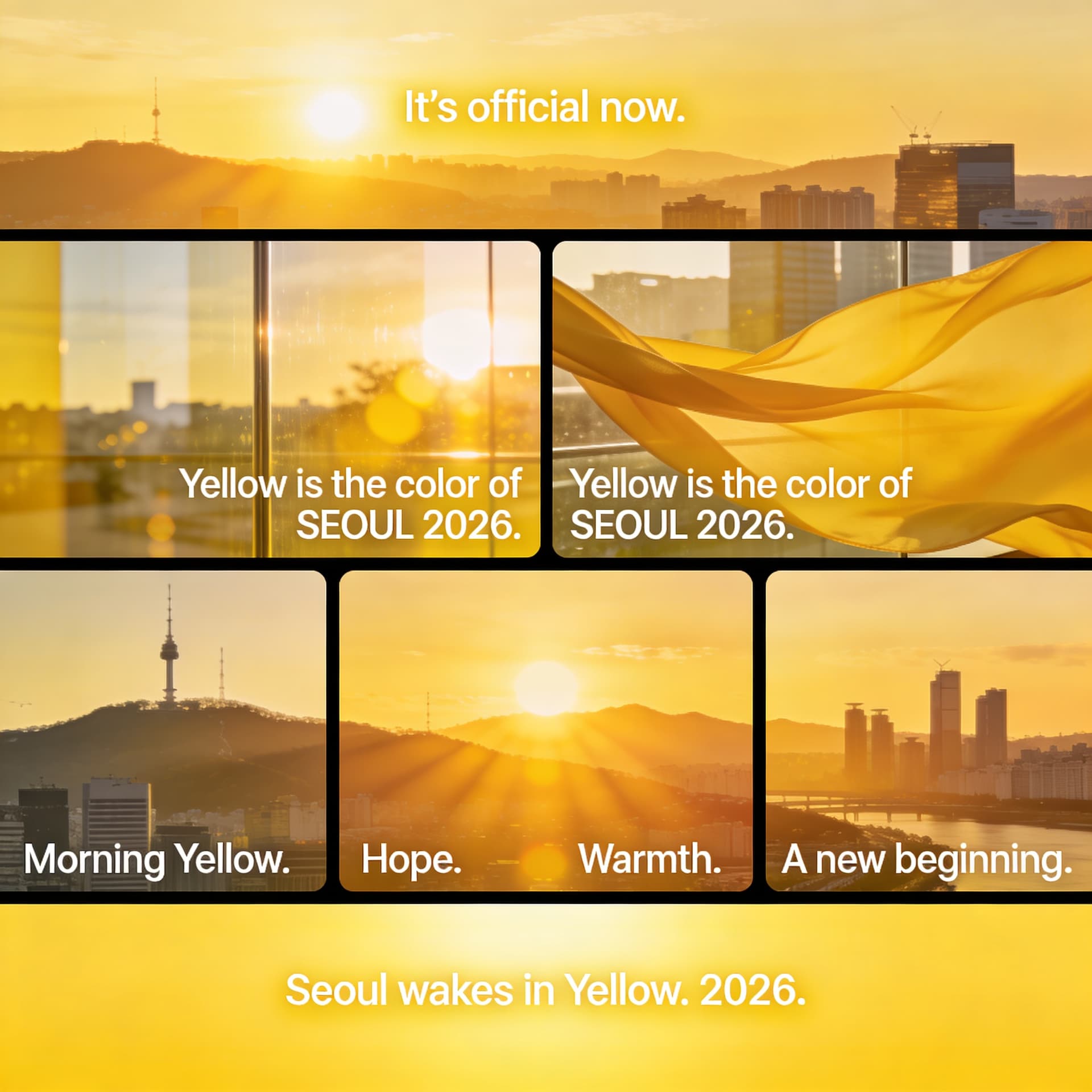 AI generated: Create a cinematic, vertical 9:16 Instagram reel announcing that Yellow is the official color of Seo...