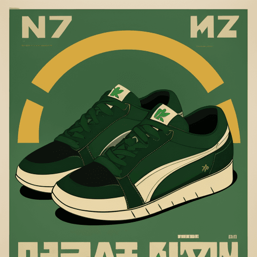 AI generated: green sneaker design in a Soviet style poster, USSR poster, propaganda style, anime, offset printing...